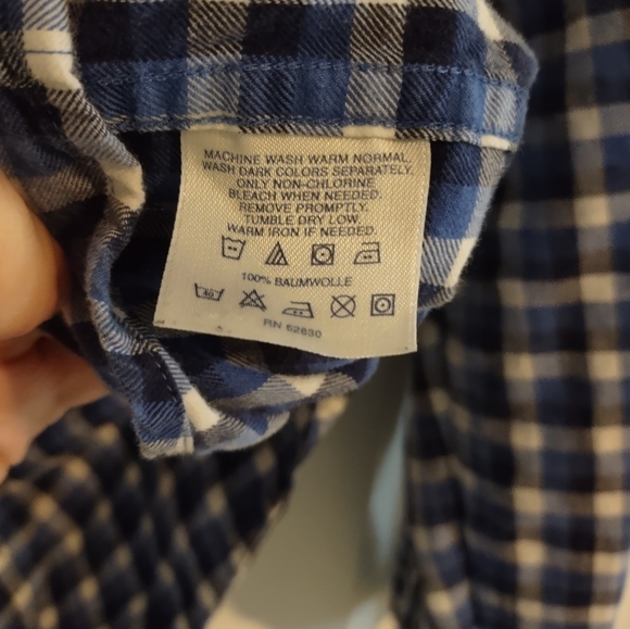 Lands' End Cotton Flannel Blue Plaid Button Down Shirt - Picture 7 of 11